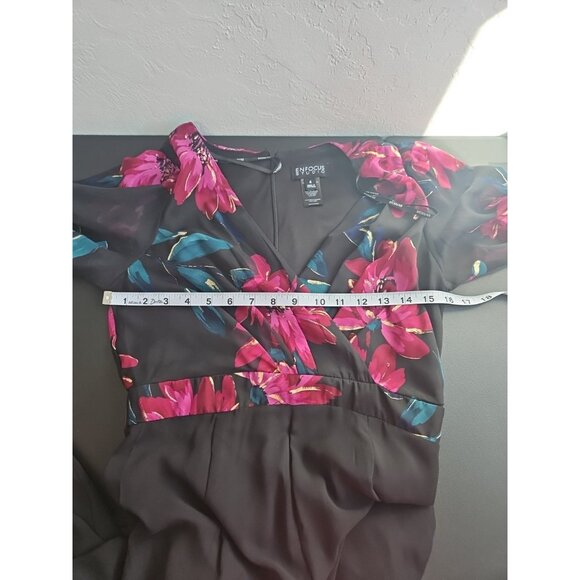 Enfocus Studio Size 4 Sheer Black Wrap Floral Jumpsuit Whimsigoth Fairygrunge - Picture 11 of 14